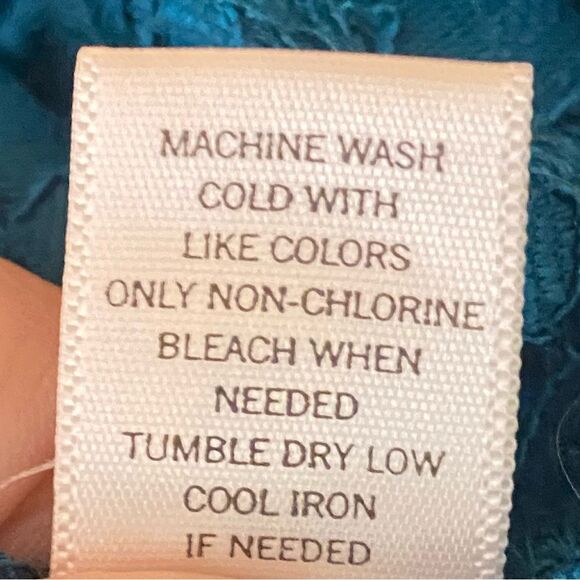 Express Sheer Lace Teal Blouse Short Sleeve Womens Size Large Stretchy High Neck - Picture 6 of 6